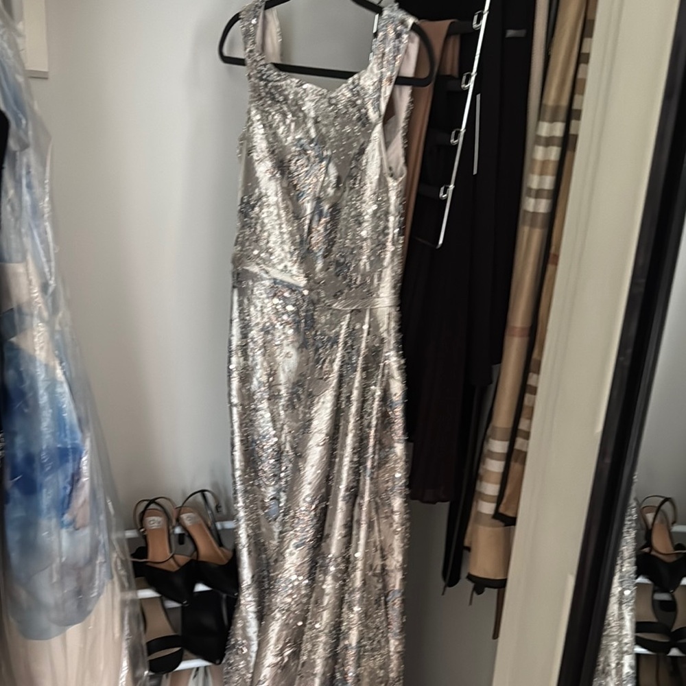 Elegant Silver Sequin Gown